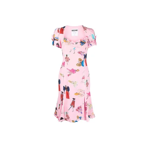 MOSCHINO Розовые Женские Платья с Коротким Рукавом