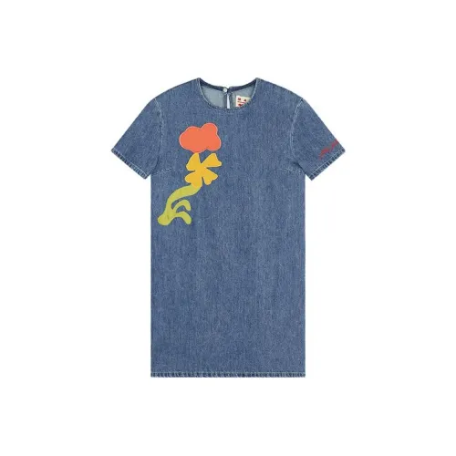 MARNI X No Vacancy Inn Co Бренд Короткий рукав Платье Женское Джинсовый синий