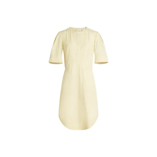 Carven Желтые Женские Короткие Платья с Рукавами