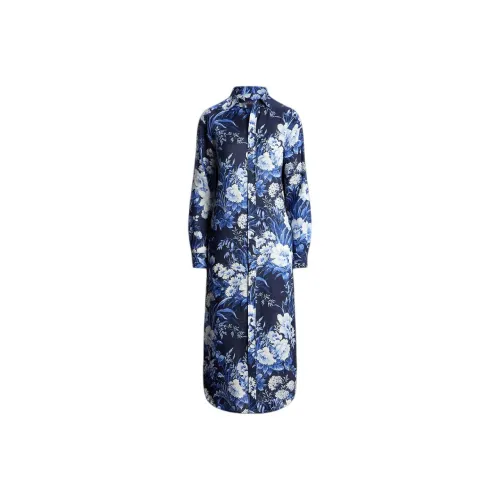 Ralph Lauren Collection SS24 Длинное платье с длинными рукавами женское многоцветное