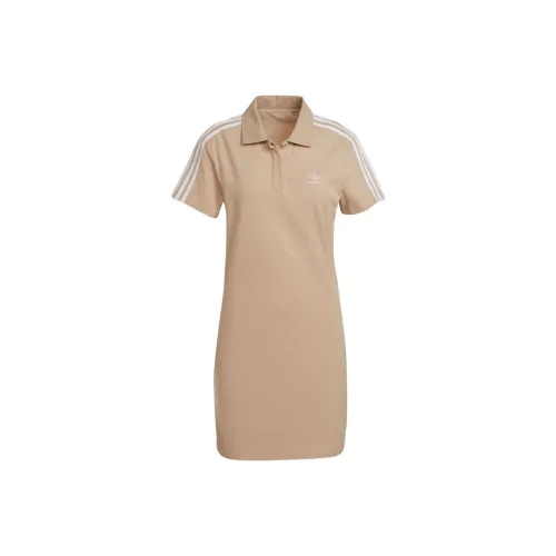adidas originals Светлый хаки Женские Короткие Платья с Рукавами