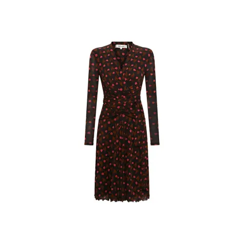 Diane von Furstenberg Черное Женское Длинное Платье с Длинными Рукавами