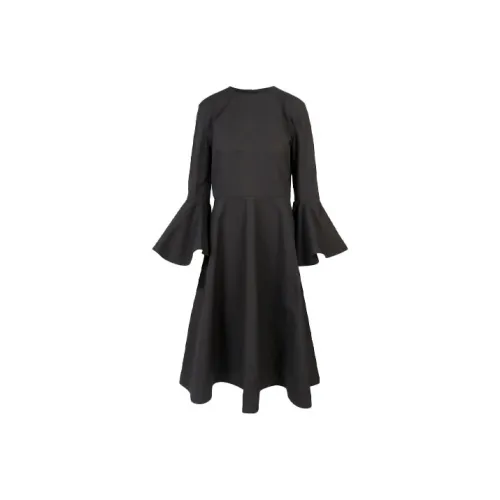 JIL SANDER Черное Женское Длинное Платье с Рукавами