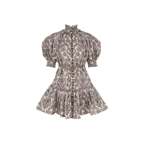 Zimmermann Черное Женское Короткое Платье с Рукавами