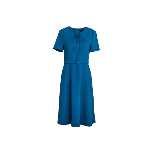 ROEYSHOUSE Короткий рукав Платье Женское Павлин Синий