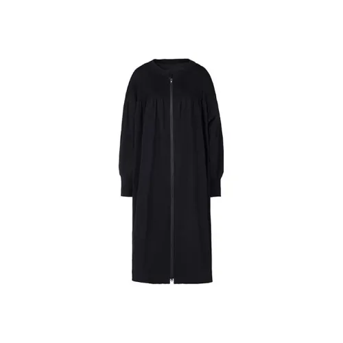 Yohji Yamamoto Черные Женские Длинные Платья с Длинными Рукавами