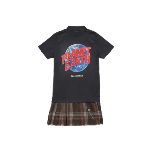 Balenciaga FW24 Короткое платье с короткими рукавами женское черное коричневое