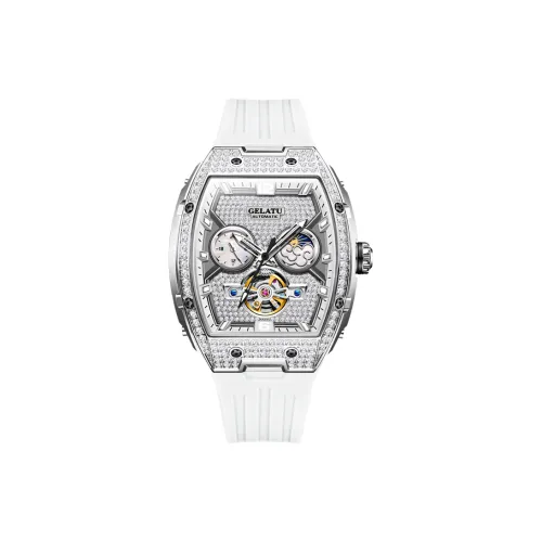 GELATU Механические часы Силиконовый ремешок Женские часы Белый циферблат
