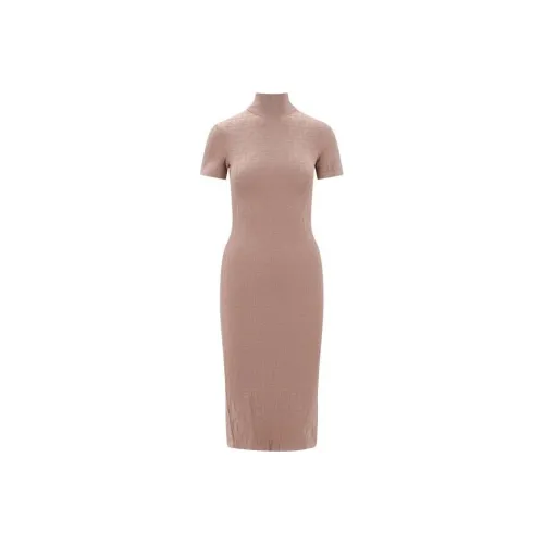 FENDI SS23 Короткий рукав Платье Женское Бежевый