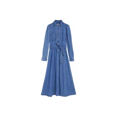 WEEKEND MaxMara Синий Женские Длинные Платья с Рукавами