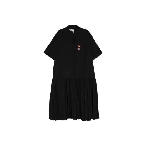 JIL SANDER Черное Женское Короткое Платье с Рукавами