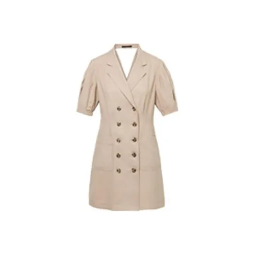 LOFT SHINE Хаки Женские Короткие Платья с Рукавами