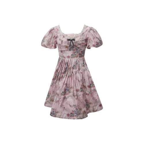 LULUALWAYS Короткий рукав Платье Женское Розовое