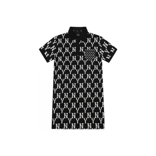 Mlb Base Logo Короткий рукав Платье Женское Черное