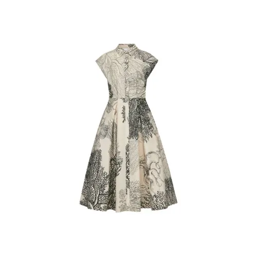 Dior Quarterly New Products Белое Женское Короткое Платье с Рукавами