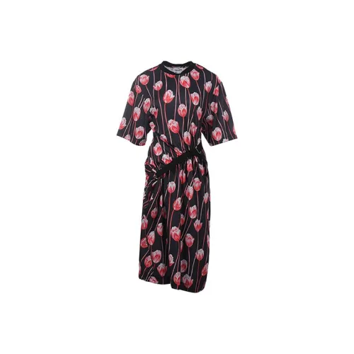 KENZO Черное Женское Короткое Платье с Рукавами