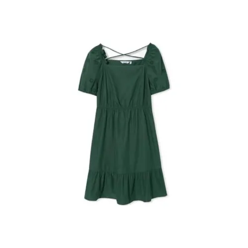 SEIFINI Лесной зеленый Женские Платья с Коротким Рукавом