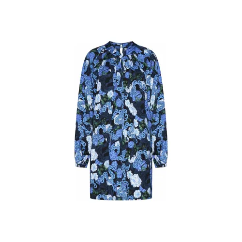 DVF Diane Von Furstenberg Длинное платье с длинными рукавами женское синее