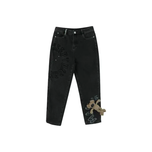 LALABOBO Прямой крой Брюки Джинсы Женские Черные