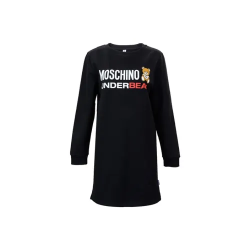 MOSCHINO Черное Женское Длинное Платье с Рукавами
