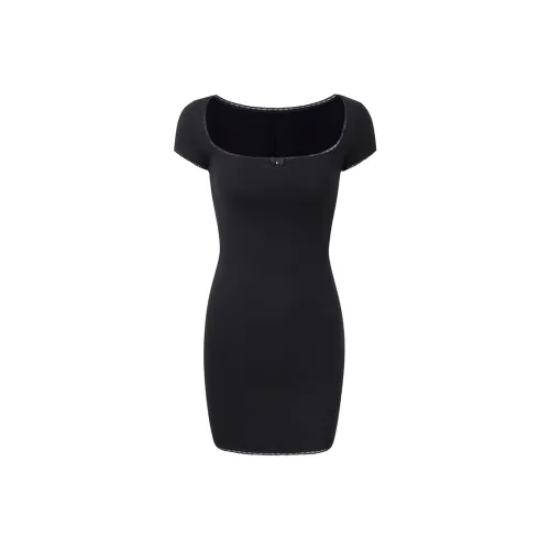 Ariseism Дизайн Кружевная отделка Короткий рукав Платье Женское