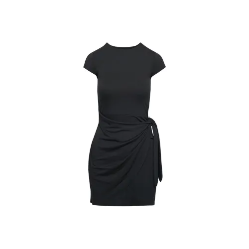 ARITZIA WILFRED Новый LUNE Платье Короткий Рукав Платье Женское Черный Черный