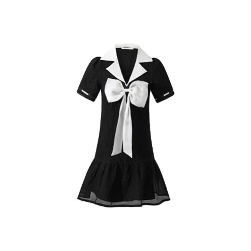 MacyMccoy Black Женские Короткие Платья с Рукавами