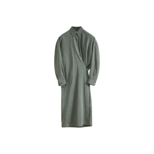 Lemaire SS24 Длинное платье с длинными рукавами женское дымчато-серый