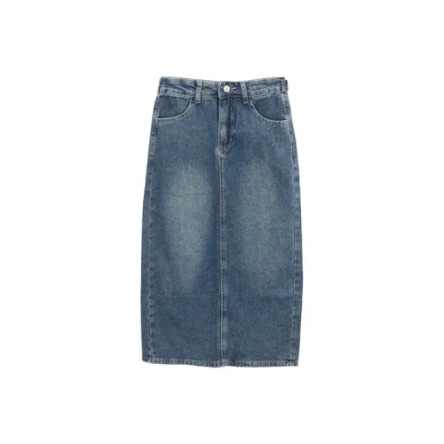FOCOS STUDIO Ностальгический синий Женские джинсовые длинные юбки