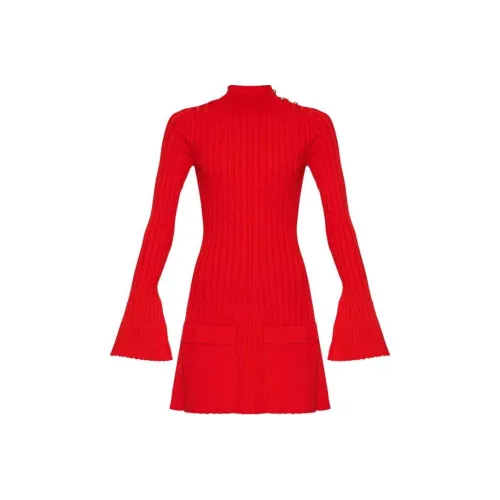 Stella McCartney SS24 Длинное платье с длинными рукавами женское красное