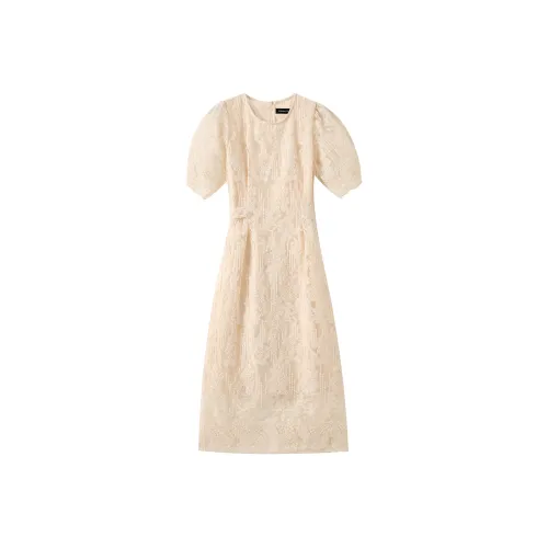 EIDOLON GRAIN Короткий рукав Платье Женское Экрю