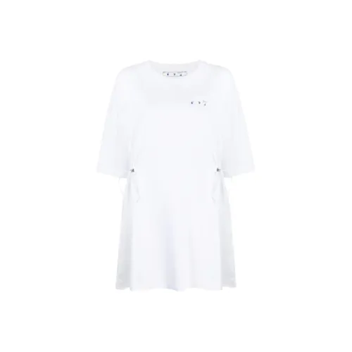 Off Белый SS21 Белый Женские Короткие Платья с Рукавами