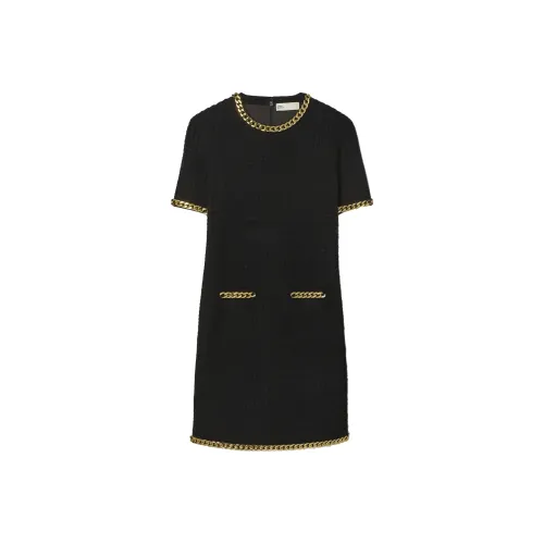 TORY BURCH FW24 Короткое платье с короткими рукавами женское черное