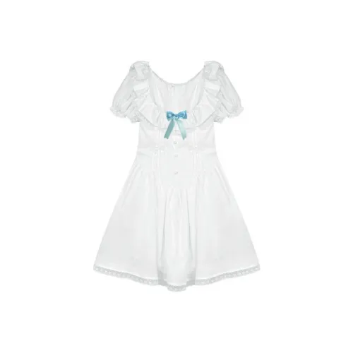 MOPB Короткий рукав Платье Женское Белое