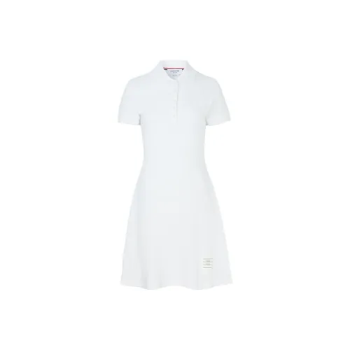 THOM BROWNE Белое Женское Короткое Платье с Рукавами