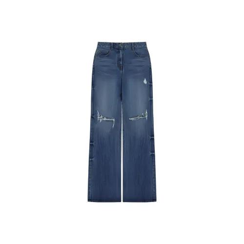 WE11DONE Темно-синие Женские Джинсы