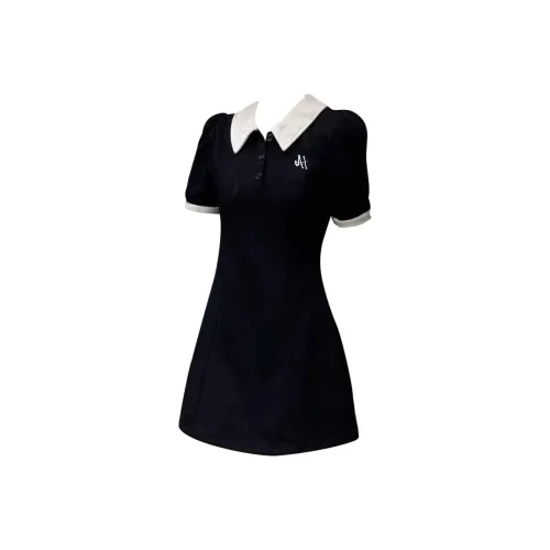 BETTERSAY Короткий рукав Платье Женское Черное