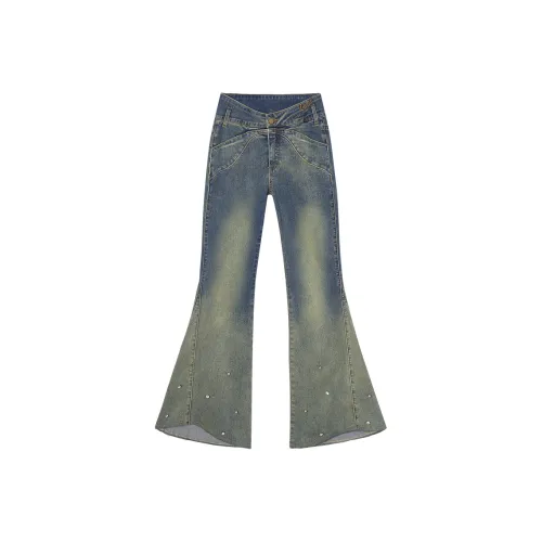 EPTISON WOMAN Джинсы Женские Винтажный Деним Синий