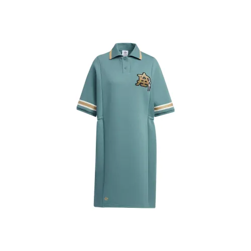 Adidas Originals Короткий рукав Платье Женское Туманный Изумруды