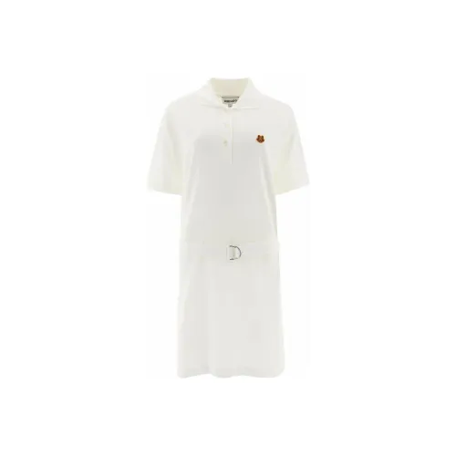KENZO Белое Женское Короткое Платье с Рукавами