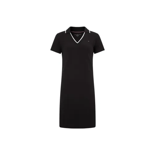 Tommy Hilfiger Black 001 Женские Короткие Платья с Рукавами