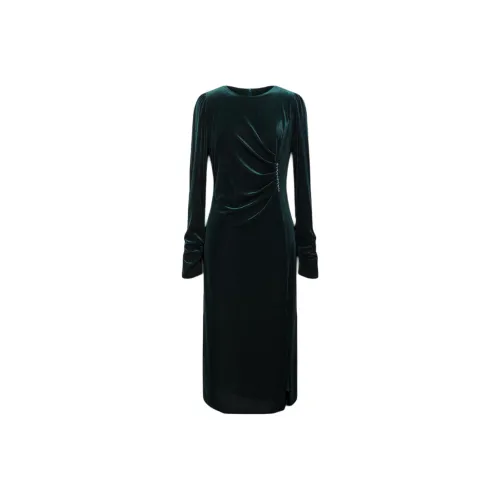 BBLLUUEE Длинный рукав Платье Женское Бирюзовый