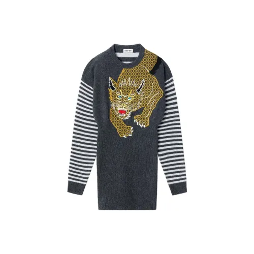 KENZO Серый Женские Длинные Платья с Рукавами