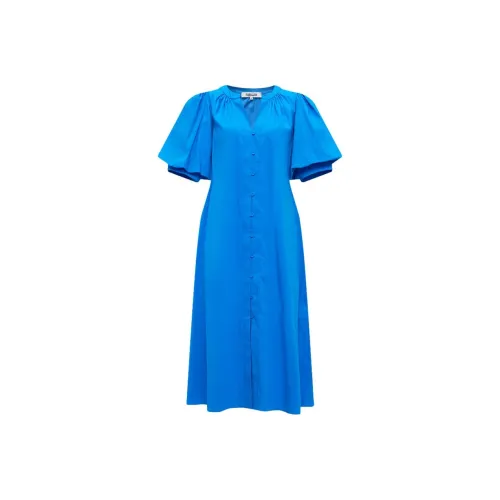 DVF Diane Von Furstenberg SS24 Короткое платье с короткими рукавами женское синее