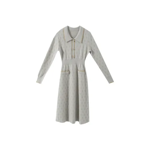 YUMOMO STAR Длинное элегантное синее платье