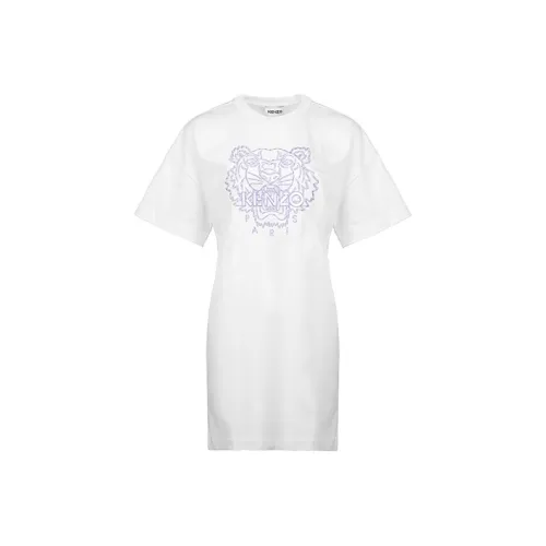 KENZO Белое Женское Короткое Платье с Рукавами