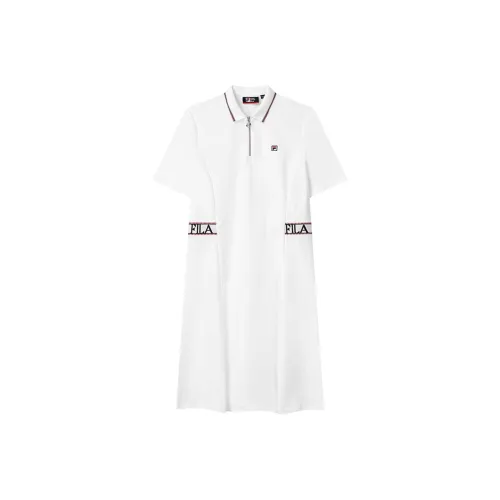 FILA Стандартный белый Женские Платья с коротким рукавом
