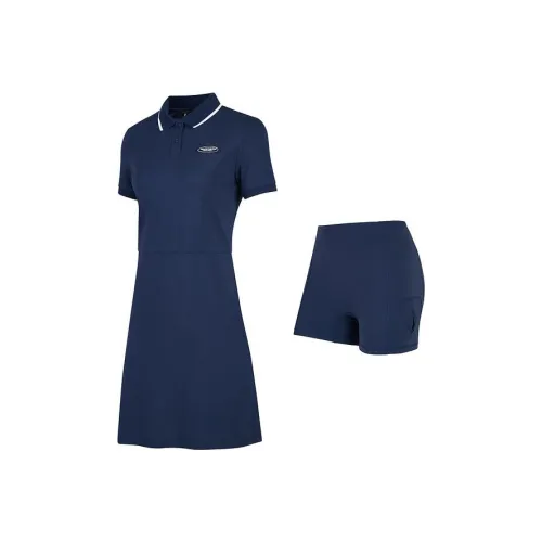 Skechers Короткий рукав Платье Женское Морской Коллегиальный синий