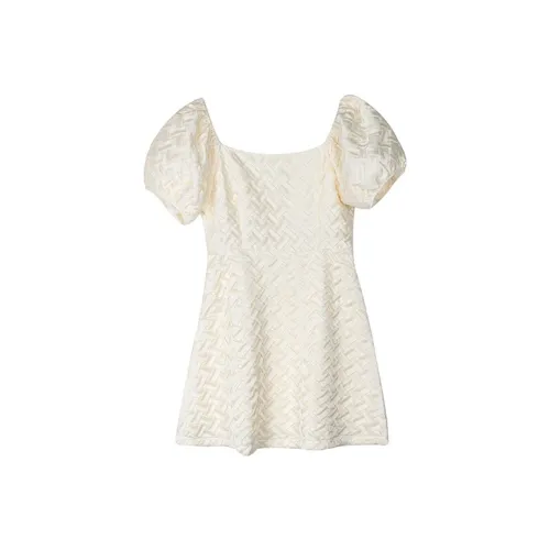 Leather Cat A Линия Юбка Платье Желтый