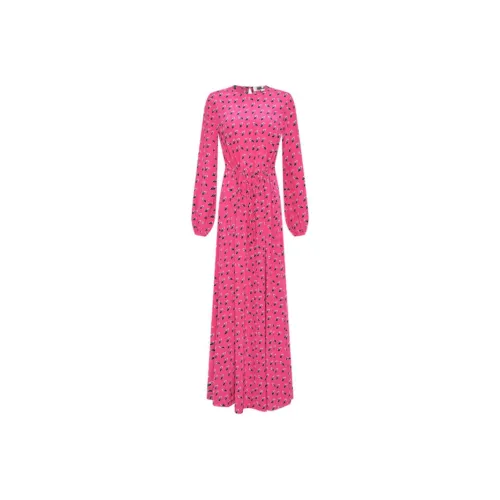 DVF Diane Von Furstenberg Длинное платье с длинными рукавами женское розово-красное